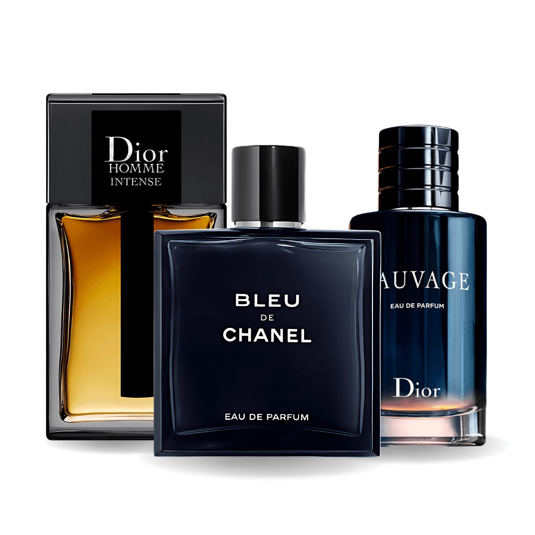 Conjunto de 3 perfumes | Sauvage Dior, Bleu de Chanel, Dior Homme Intense 100 ml