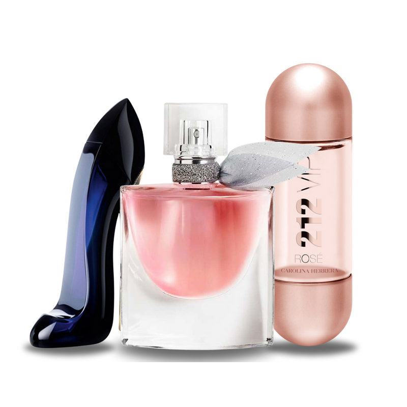 Conjunto de 3 perfumes | GOOD GIRL, Lancôme LA VIE EST BELLE, 212 VIP ROSÉ 100 ml
